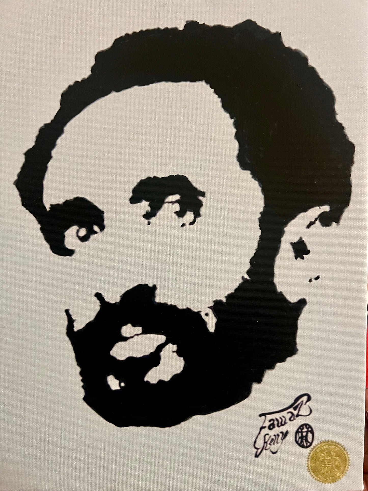 14x11 Fawaz x Ripkitty "Black & White Silhouette of Emperor Selassie" Canvas Art Print
